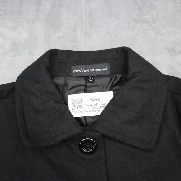 Ambiance Apparel Jacket Womens L Black Long Sleeve Button Down Collared Pockets - Picture 10 of 16